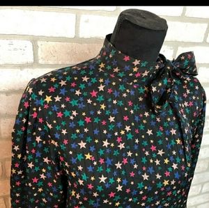 Vintage 100% Silk Stars Blouse